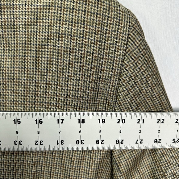 Lauren Ralph Lauren Silk Wool Houndstooth‎ Blazer Mens 46L Brown Sport Coat EUC - Picture 9 of 11